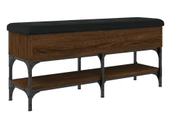 Banco zapatero roble marrón 102x32x45 cm madera de ingeniería