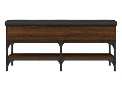 Banco zapatero roble marrón 102x32x45 cm madera de ingeniería