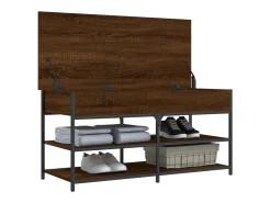 Banco zapatero roble marrón 100x42,5x50 cm madera de ingeniería
