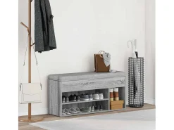 Banco zapatero Sonoma gris 102x30,5x45 cm madera de ingeniería