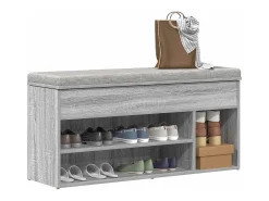 Banco zapatero Sonoma gris 102x30,5x45 cm madera de ingeniería
