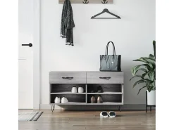Banco zapatero Sonoma gris 102x35x55 cm madera de ingeniería