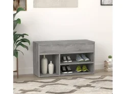 Banco zapatero Sonoma gris 80x30x45 cm Madera de ingeniería