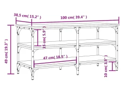 Banco zapatero Sonoma gris 100x38,5x49 cm madera de ingeniería