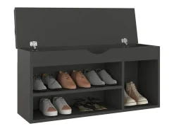 Banco zapatero y cojín Gris 104x30x49cm Madera de ingeniería