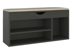 Banco zapatero y cojín Gris 104x30x49cm Madera de ingeniería