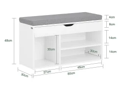 Banco Zapatero,Armario de Almacenamiento con Cajón y 3 Compartimientos,H46 cm,FSR45-HG SoBuy ES