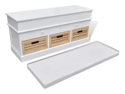 Banqueta blanca con cojin y cajones / cestas ES569378