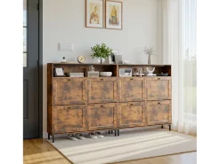 Bealife Mueble zapatero con 4 puertas abatibles y 1 hueco – 100x24x108 cm, Marrón – Estantes regulables, gran capacidad de almacenamiento para todos sus zapatos