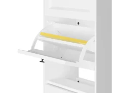 Bealife Mueble zapatero con 2 puertas abatibles y 1 cajón – 58x24x102 cm, Blanco – Estantes regulables en altura, Zapatero moderno y funcional