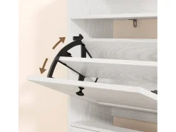 Bealife Mueble zapatero con 4 puertas abatibles y 1 hueco – 100x24x108 cm, Blanco – Estantes regulables en altura, capacidad para numerosos pares de zapatos