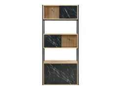 Biblioteca con almacenamiento de MDF y acero - Efecto mármol negro y natural - YELANIA
