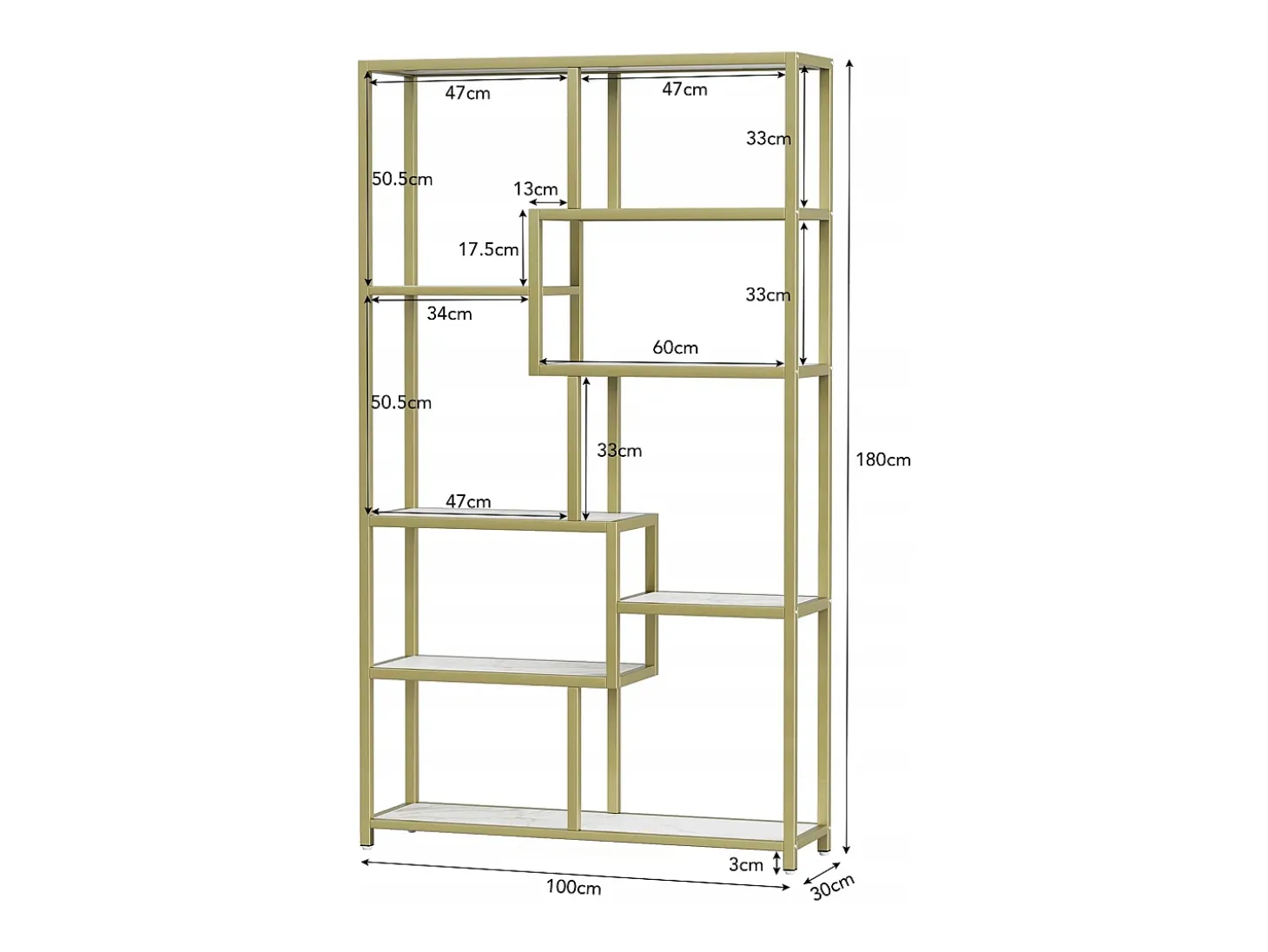 Biblioteca de 8 pisos, 100 x 30 x 180 cm Estantería independiente, estantería sobre patas Estanterías de almacenamiento decorativas