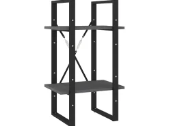 Biblioteca Estantería 2 niveles madera maciza de pino gris 40x30x70 cm ES64803