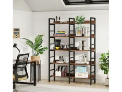 Biblioteca, Estantería de oficina de 5 niveles, Estantería de pie, Biblioteca abierta, Grande, Estilo industrial, 180 x 80 x 30 cm