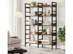 Biblioteca, Estantería de oficina de 5 niveles, Estantería de pie, Biblioteca abierta, Grande, Estilo industrial, 180 x 80 x 30 cm