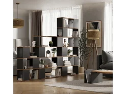 Biombo antracita/roble dorado 60x24x94 eneos