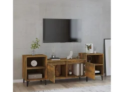 Blakely Mueble para TV madera contrachapada roble ahumado 160x35x55 cm