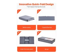 Bolsas de Almacenamiento para Debajo de la Cama SucceBuy, 6 Unidades de 90 L, Organizador de Zapatos para Debajo de la Cama con Tapas Transparentes, Gris