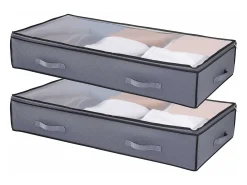 Bolsas de Almacenamiento para Debajo de la Cama SucceBuy, 6 Unidades de 90 L, Organizador de Zapatos para Debajo de la Cama con Tapas Transparentes, Gris