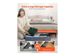 Bolsas de Almacenamiento para Debajo de la Cama SucceBuy, 6 Unidades de 90 L, Organizador de Zapatos para Debajo de la Cama con Tapas Transparentes, Gris
