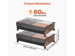 Bolsas de Almacenamiento SucceBuy para debajo de la Cama con Ruedas Bloqueables, Organizador de Zapatos para debajo de la Cama 2 Piezas de 65 x 46 x 18 cm