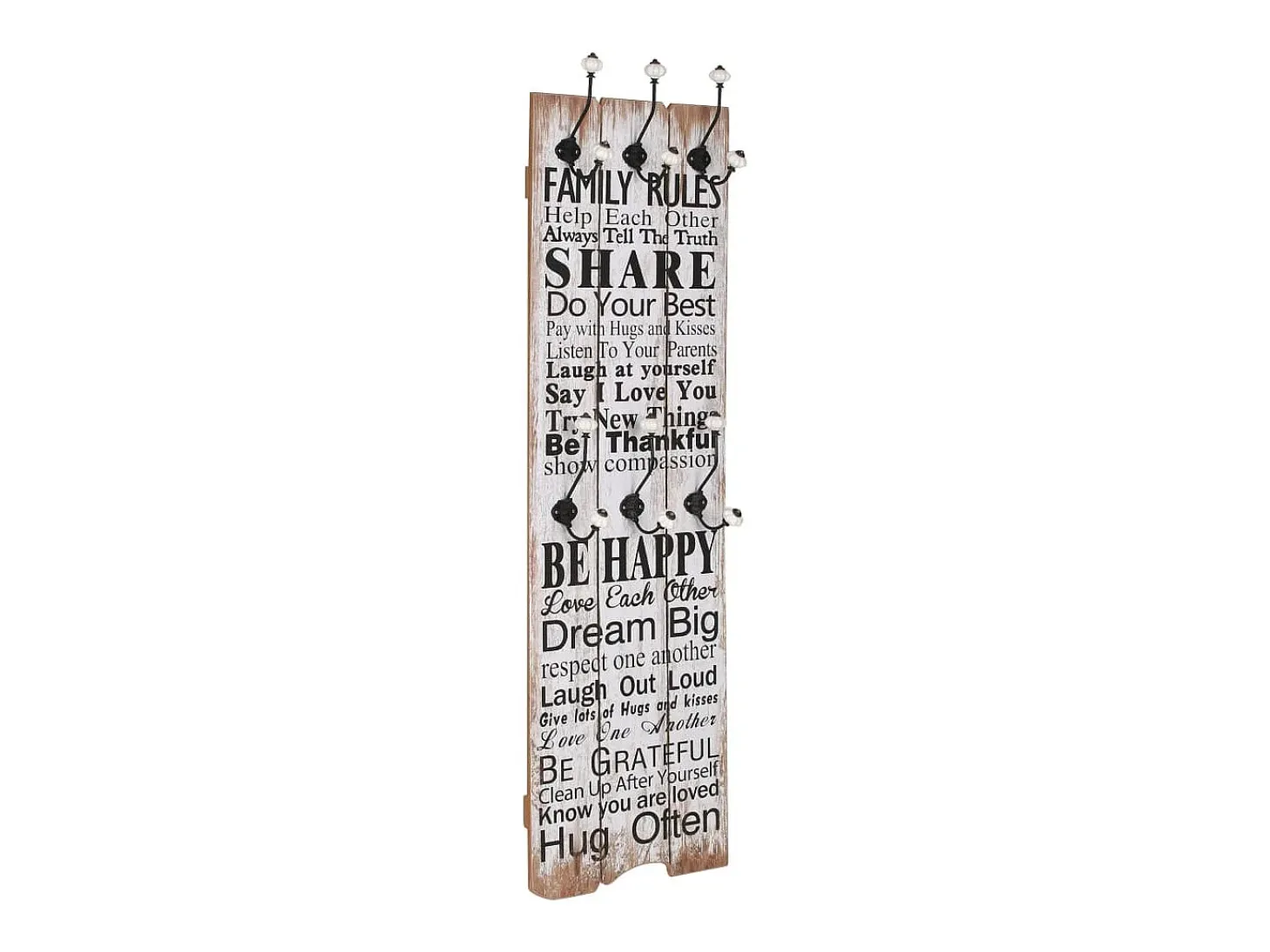 Borghild Perchero de pared FAMILY RULES con 6 ganchos 120x40 cm