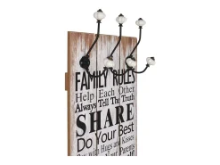 Borghild Perchero de pared FAMILY RULES con 6 ganchos 120x40 cm