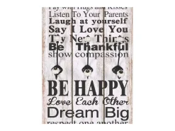 Borghild Perchero de pared FAMILY RULES con 6 ganchos 120x40 cm