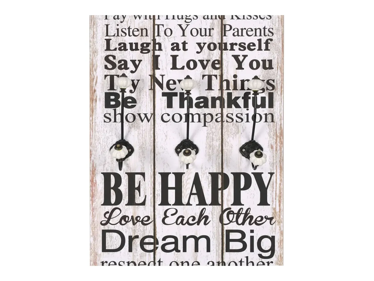 Borghild Perchero de pared FAMILY RULES con 6 ganchos 120x40 cm