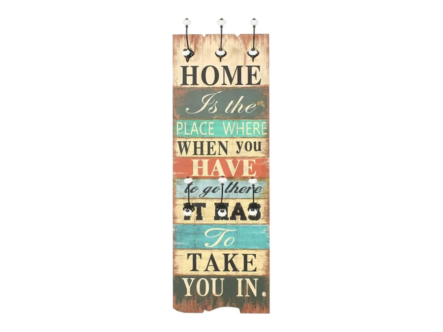 Borghild Perchero de pared HOME IS con 6 ganchos 120x40 cm
