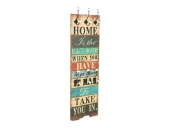 Borghild Perchero de pared HOME IS con 6 ganchos 120x40 cm