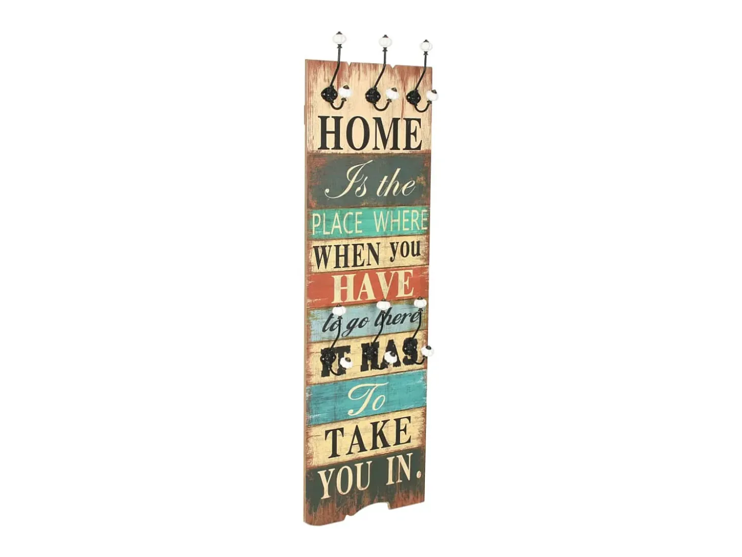 Borghild Perchero de pared HOME IS con 6 ganchos 120x40 cm
