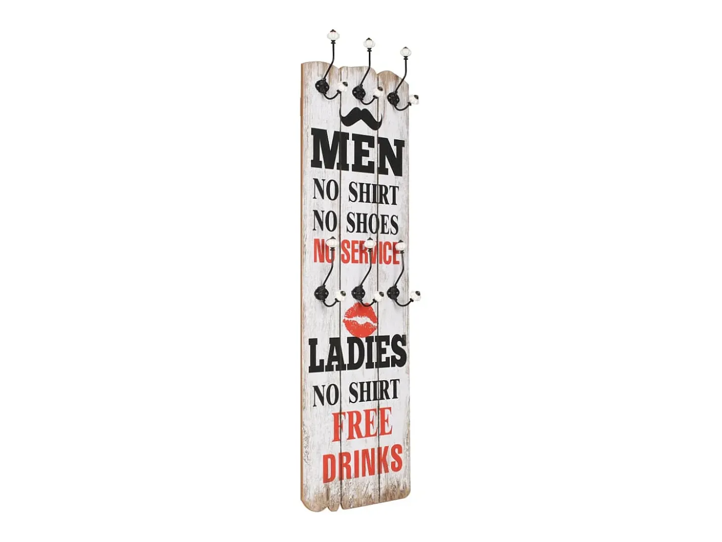 Borghild Perchero de pared MEN LADIES con 6 ganchos 120x40 cm