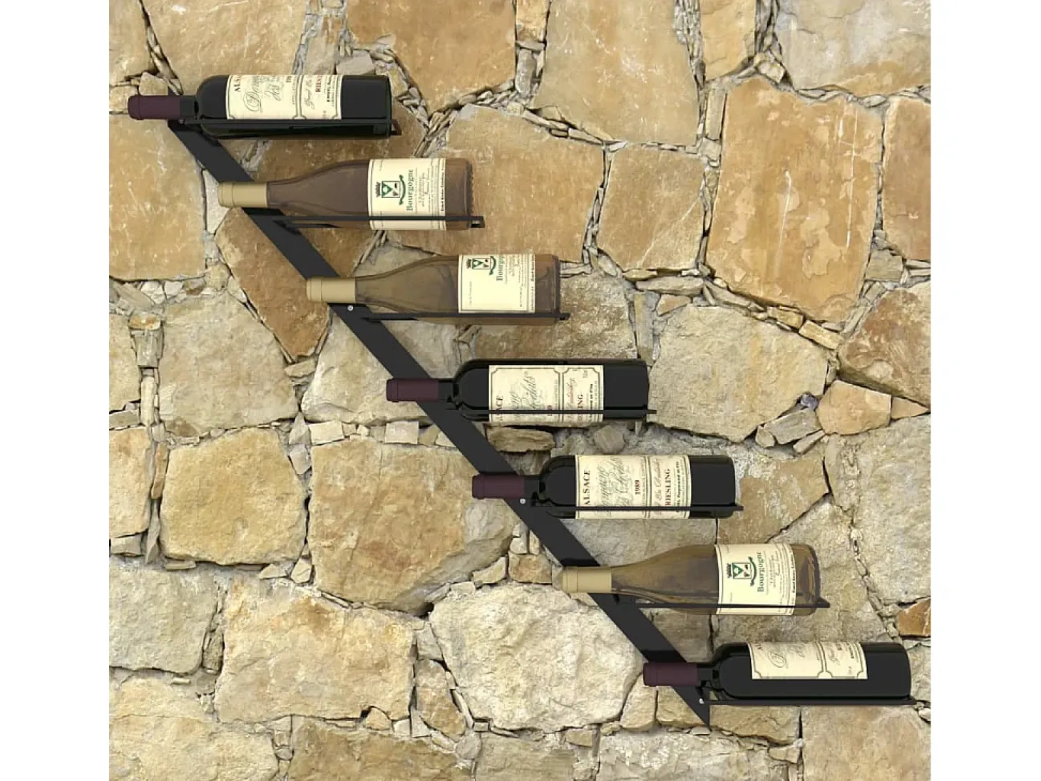 Botellero de pared para 7 botellas metal negro ES397832