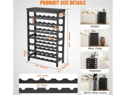 Botellero SucceBuy de Bambú Modular de 7 Niveles para 42 Botellas con Estante de Exhibición de Sobremesa