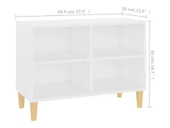 Bridgeville Mueble de TV con patas de madera maciza blanco 69,5x30x50 cm