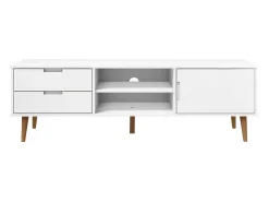 Brila Mueble de TV MOLDE madera maciza de pino blanca 158x40x49 cm