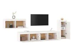 Brynjolf Muebles para TV 4 piezas madera maciza de pino blanco