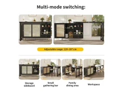 Buffet, barra de cocina giratoria extensible - en MDF - con diversos almacenamientos - Negro