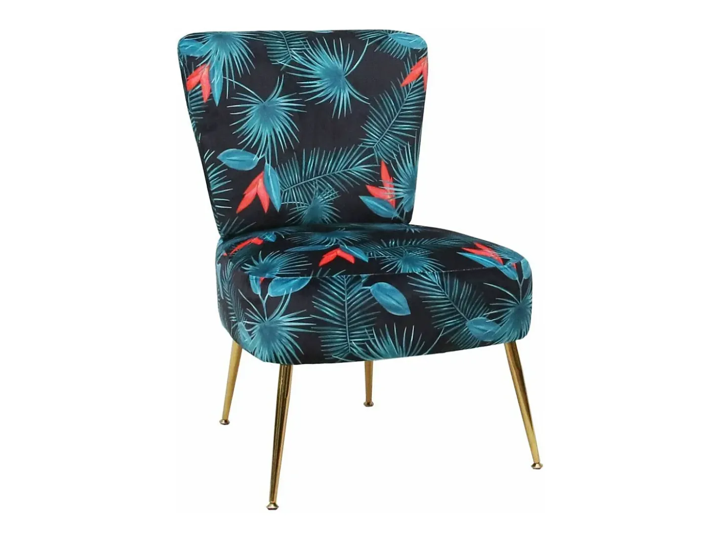 Butaca de salón descalzadora de 75x66x57 cm de tela en color azul y patas doradas Momoa