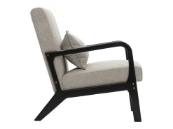 Butaca de 78x65x75 cm con estructura de madera y tela con cojín lumbar en gris taupe Nicole