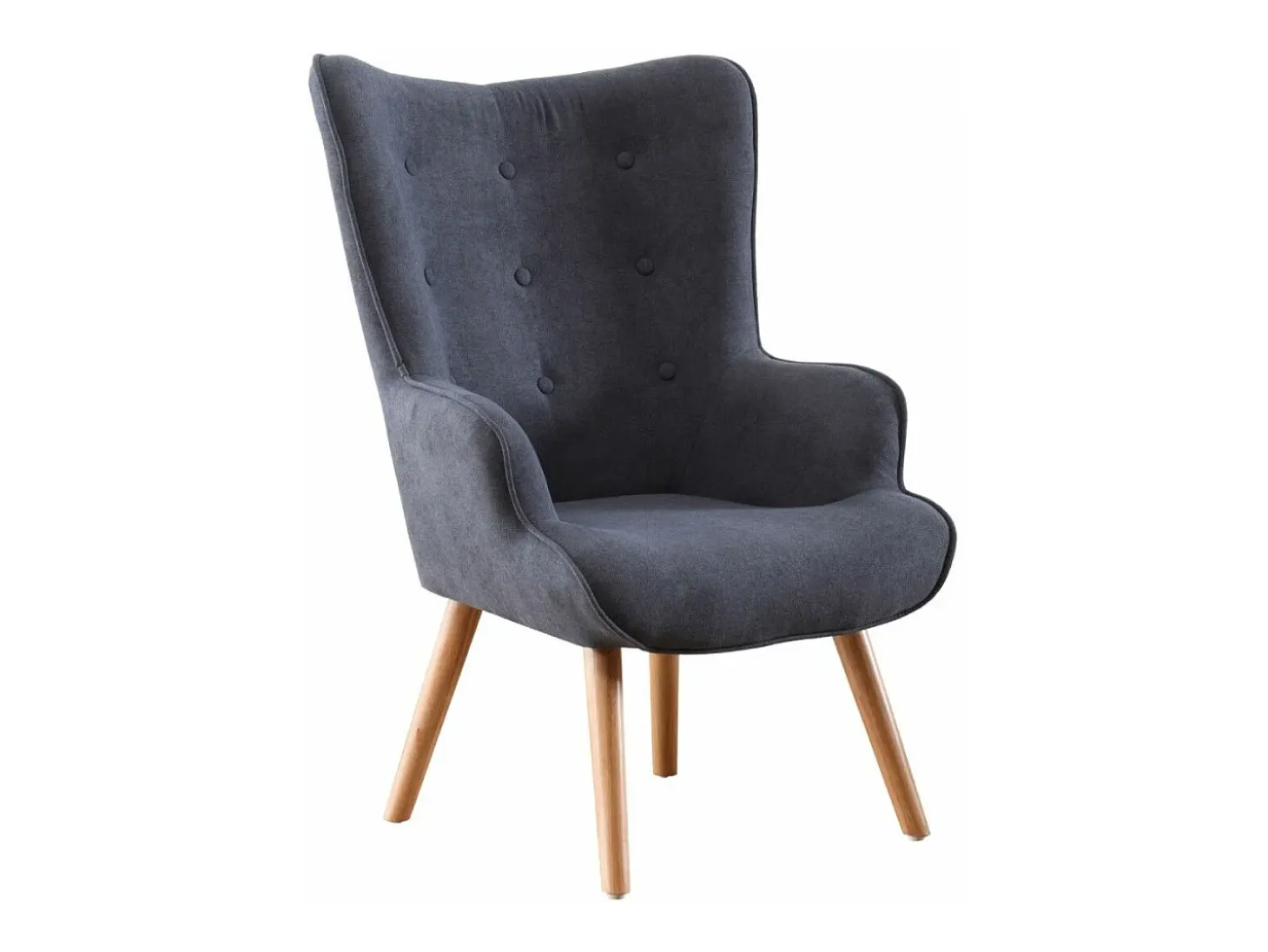 Butaca de 95x71x75 cm con reposabrazos en color gris y patas de madera marrones Dakota