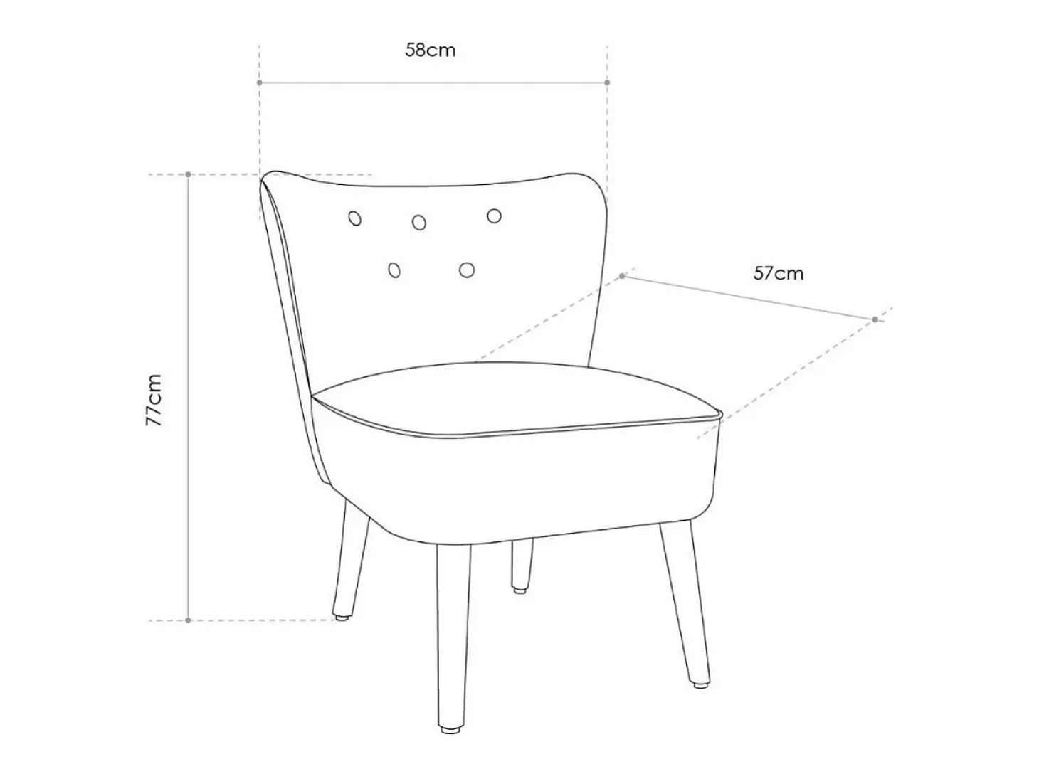 Butaca de 77x58x57 cm de tela antimanchas en color gris marengo y patas de madera Daven