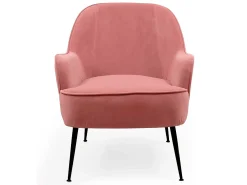 Butaca de 80x66x66 cm de tercipoelo con reposabrazos en color rosa y patas negras Amberes