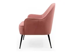 Butaca de 80x66x66 cm de tercipoelo con reposabrazos en color rosa y patas negras Amberes
