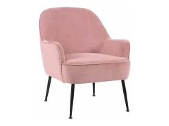 Butaca de 80x66x66 cm de tercipoelo con reposabrazos en color rosa y patas negras Amberes