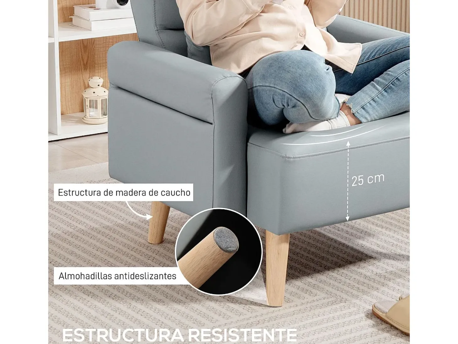 Butaca Esencie Homcom con cojín gris 78x77x78 cm