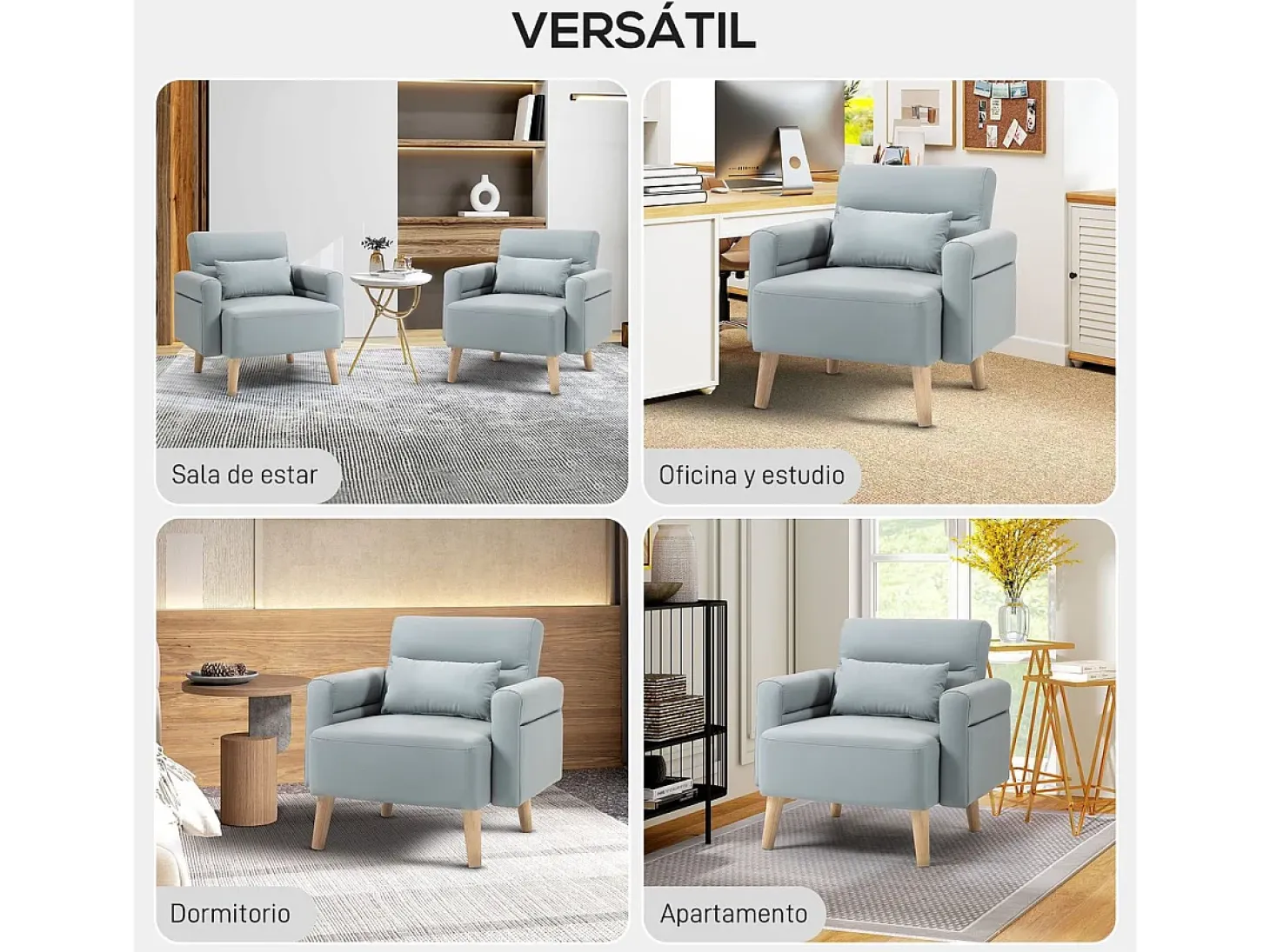Butaca Esencie Homcom con cojín gris 78x77x78 cm