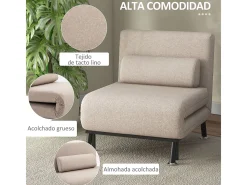 Butaca Linda Homcom convertible en cama beige 75x75x70 cm